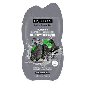 4/$20 Freeman Polishing Gel Face Mask+ Scrub Charcoal + Black Sugar